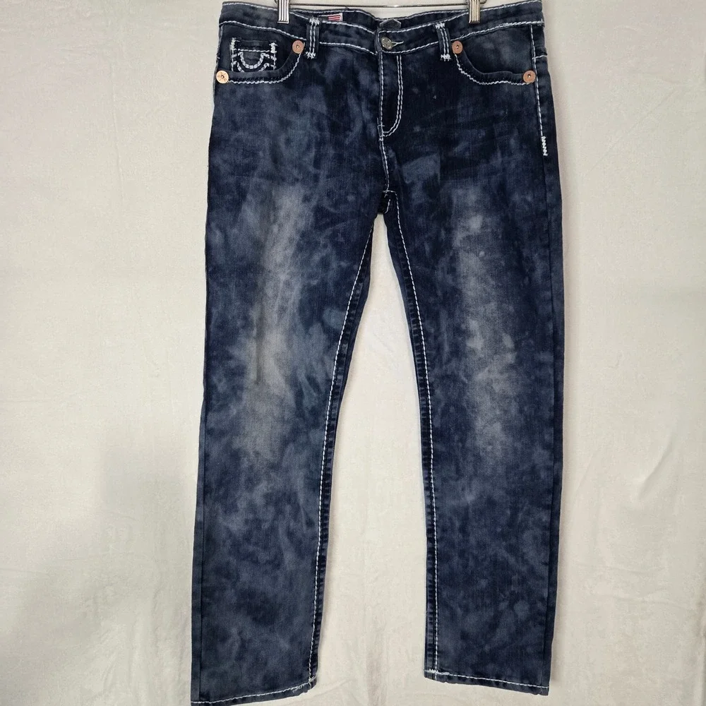 Vintage True Religion Joey Super T Jeans size 38 NWT Blue Thick White Stitch USA